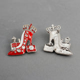 Red White Silver High Heel Queen Brooch Pin