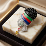 OES Rhinestone Multicolor Woman Profile Brooch