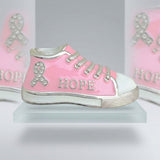 Pink Breast Cancer Hope Sneaker Silver Brooch Pin