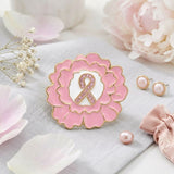 Pink Breast Cancer Awareness Gold Flower Brooch