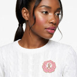 Pink Breast Cancer Awareness Gold Flower Brooch