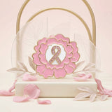 Pink Breast Cancer Awareness Gold Flower Brooch