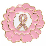 Pink Breast Cancer Awareness Gold Flower Brooch