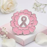 Pink Breast Cancer Awareness Silver Flower Brooch