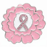 Pink Breast Cancer Awareness Silver Flower Brooch