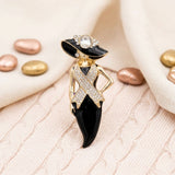 Black Breast Cancer Pink Ribbon Lady Gold Brooch