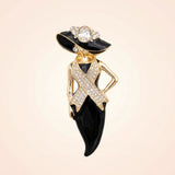 Black Breast Cancer Pink Ribbon Lady Gold Brooch