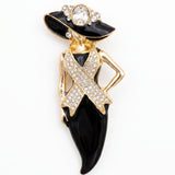 Black Breast Cancer Pink Ribbon Lady Gold Brooch