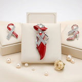DST Red Lady Breast Cancer Ribbon Brooch Pin