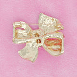Brooch Graceful Red Gold Ribbon Bow Classic Pin