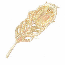 Load image into Gallery viewer, Brooch Vintage Emerald Green Crystal Feather Pin
