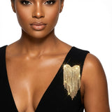 Brooch Gold Playful and Flirty Fringe Heart Pin