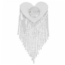 Load image into Gallery viewer, Brooch Silver Playful and Flirty Fringe Heart Pin
