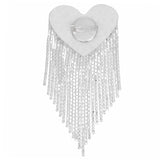 Brooch Silver Playful and Flirty Fringe Heart Pin