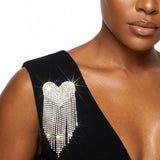 Brooch Silver Playful and Flirty Fringe Heart Pin