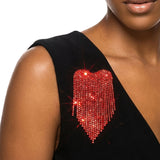 Brooch Red Playful and Flirty Fringe Heart Pin