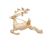 Brooch Leaping Xmas Reindeer Glittery Gold Pin