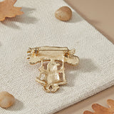 Brooch Merry Christmas Santa Swing Gold Pin