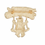 Brooch Merry Christmas Santa Swing Gold Pin