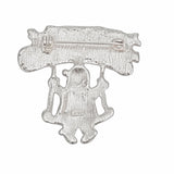 Brooch Merry Christmas Santa Swing Silver Pin