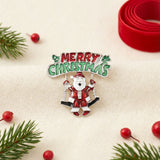 Brooch Merry Christmas Santa Swing Silver Pin