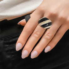 Load image into Gallery viewer, Black and Gold Dome Cocktail Ring
