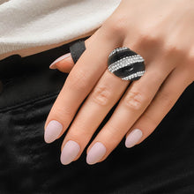 Load image into Gallery viewer, Black and Silver Dome Cocktail Ring
