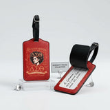 DST Red Faux Leather 2 Pcs Luggage Tag Set