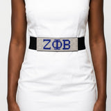 ZPB Blue Clear Rhinestone Wide Black Stretch Belt