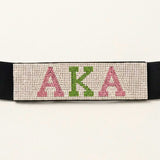 AKA Rhinestone Wide Black Stretch Canvas Belt