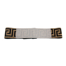 Load image into Gallery viewer, Wide Belt Black Gold Greek Key Stretch Women

