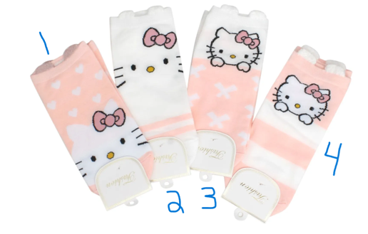 HK1 - Peach Hello Kitty Ears Ankle Socks