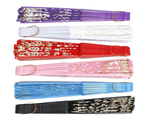 PT4 - White Gold Glitter Folding Hand Fans