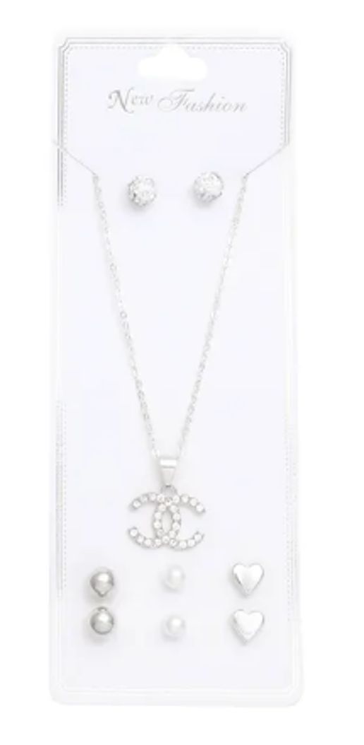 1546 - silver cc necklace set INSPIRED