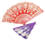 PT4 - White Gold Glitter Folding Hand Fans