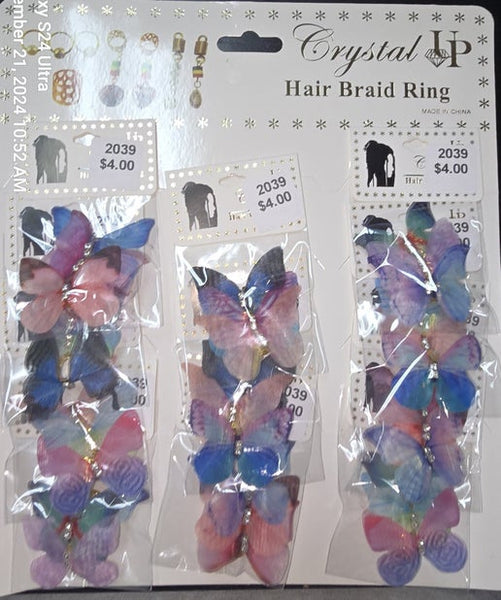 2039 - butterfly hair braid ring