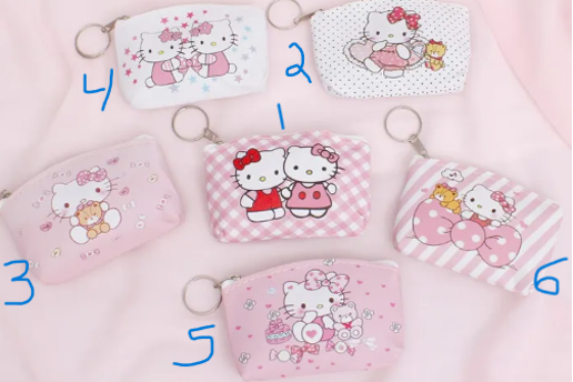 3031 - Pink White Hello Kitty Pouch Keychains