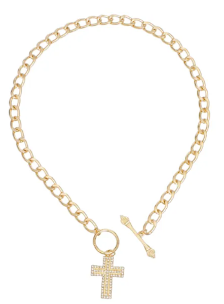 1544 - gold cross necklace