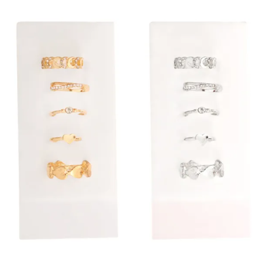 3071 - 5Pc Heart Toe Ring Sets