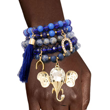 Cargar imagen en el visor de la galería, Blue Bead Elephant Charm Bracelet Set
