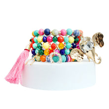 Load image into Gallery viewer, Rainbow Bead Elephant Charm Bracelets
