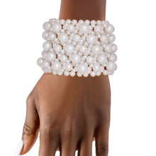 Cargar imagen en el visor de la galería, Pearl White Varying Size Woven Band Bracelet
