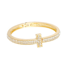 Cargar imagen en el visor de la galería, Cuff Gold 2 Row Pave Cross Hinge Bracelet Women
