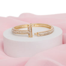 Cargar imagen en el visor de la galería, Cuff Gold 2 Row Pave Cross Hinge Bracelet Women
