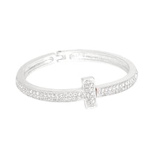 Cargar imagen en el visor de la galería, Cuff Silver 2 Row Pave Cross Hinge Bracelet Women
