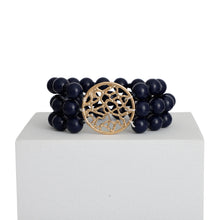 Load image into Gallery viewer, Navy Bead Round Gold Bracelet
