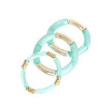 Cargar imagen en el visor de la galería, Turquoise Tube Stretch Bangle Set
