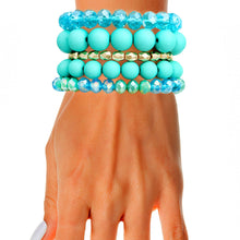 Cargar imagen en el visor de la galería, Matte Turquoise Ball and Glass Bracelets
