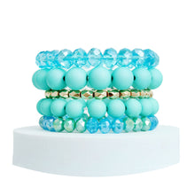 Cargar imagen en el visor de la galería, Matte Turquoise Ball and Glass Bracelets
