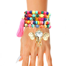 Load image into Gallery viewer, Rainbow Bead Elephant Charm Bracelets
